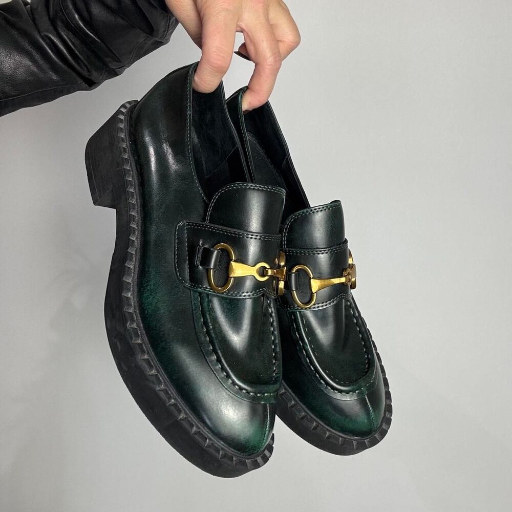Jeffrey Campbell Portina Black and Green Platform Loafer - Picture 2 of 5